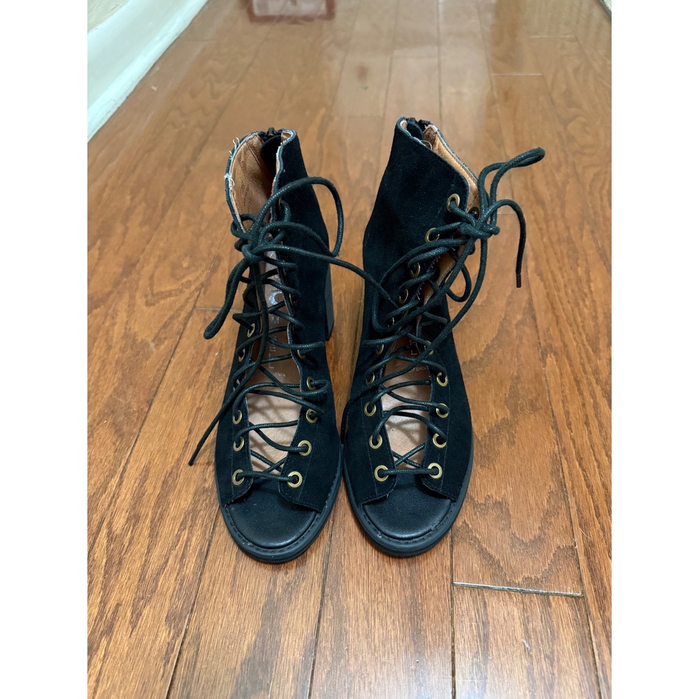 Jeffrey Campbell Ibiza Cors Black Suede Lace Up‎ sandals Womens 8
